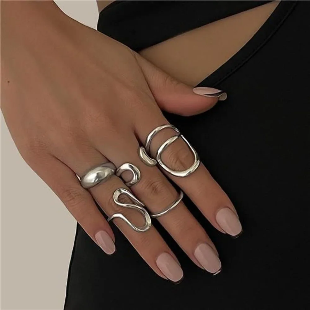 Chunky Silver Rings for Women Open Stacking Knuckle Ring Silver Adjustable - Picture 2 of 4